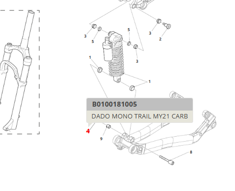 Dado fissaggio ammortizzatore Fantic XTF 1.5 Carbon MY21