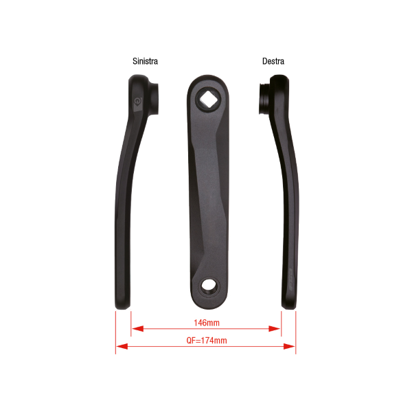 Coppia pedivelle CK-745/JIS 170mm perno quadro comp. per e-bike