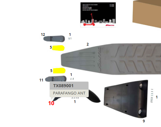 Parafango anteriore per monopattino Fantic TX2 – cod. TX089001