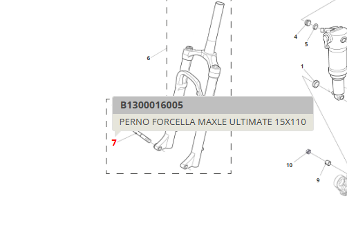 Perno fissaggio ruota perno passante MXLE ULTIMATE 15X110 (anche per ebike Fantic)