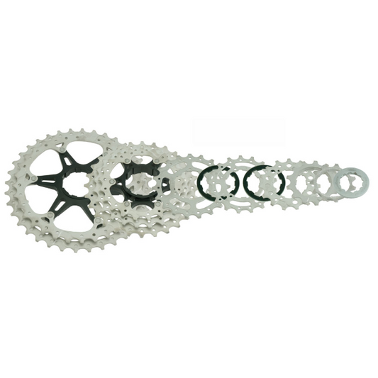 Pacco pignoni a cassetta MTB 10V x 11/42 denti in acciaio argento