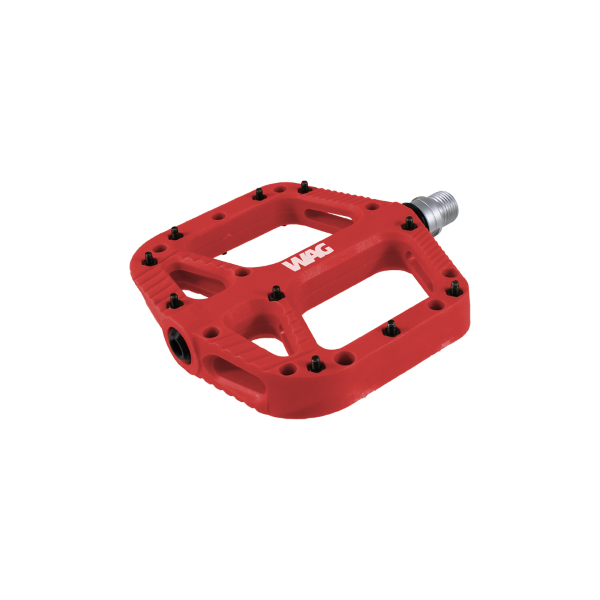Pedali MTB WAG flat 116x110x16 mm con pin nero - rosso